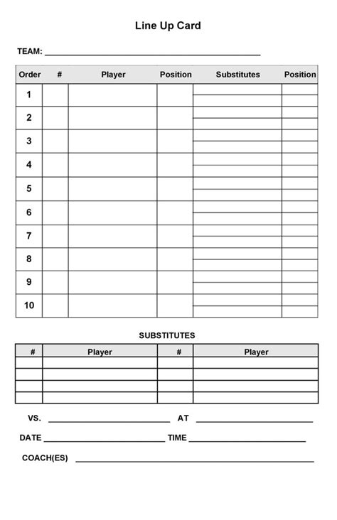 Free Printable Baseball Lineup Card Pdf .